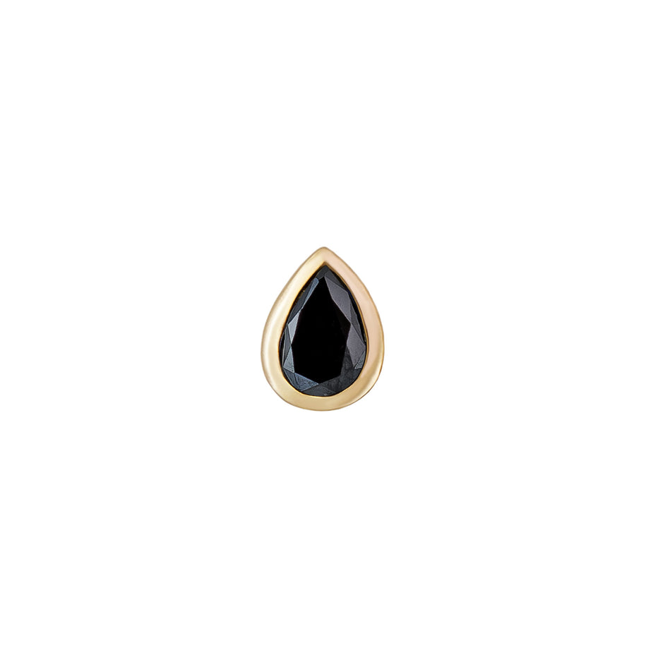 Mini Bezel Set Pear Gemstone Stud with Black Diamond