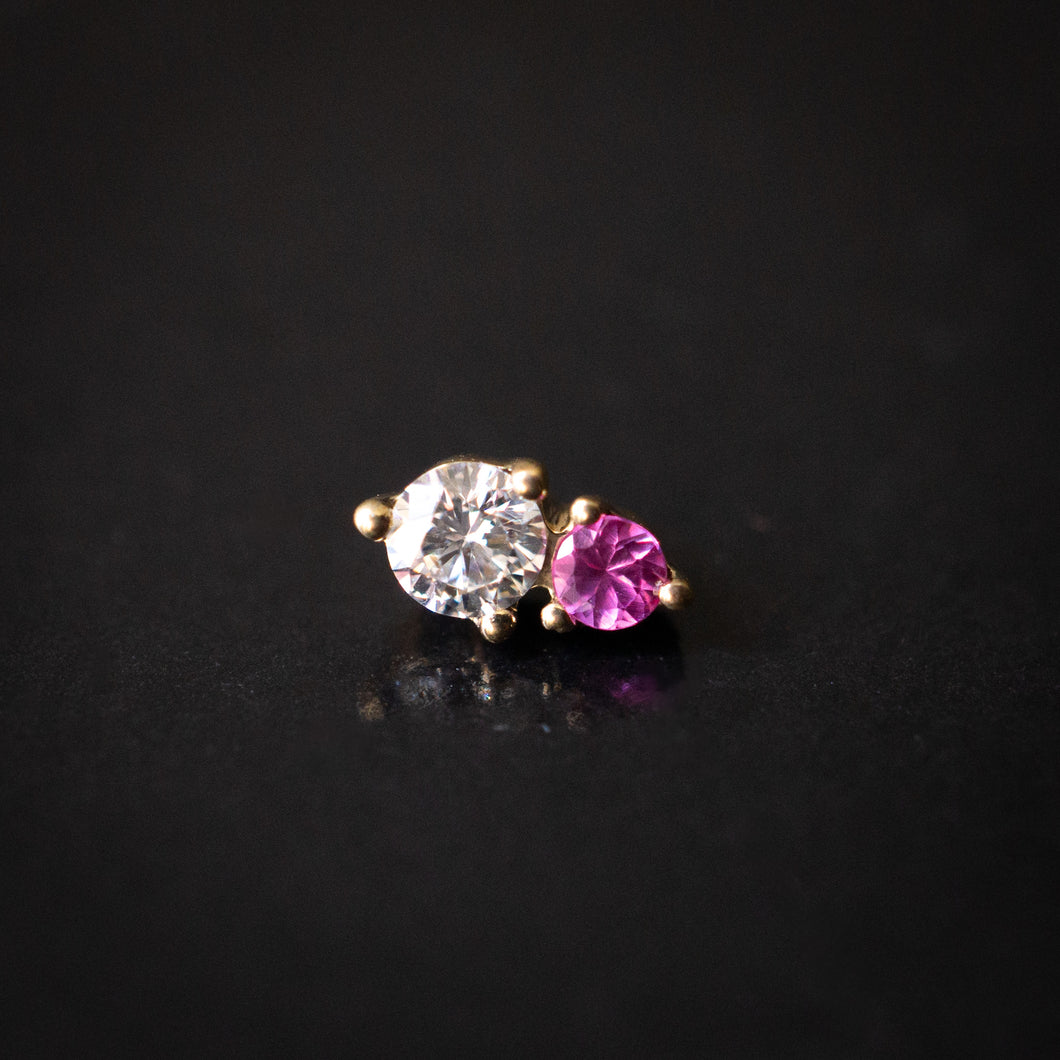 Diamond + Pink Sapphire Cluster Threaded End