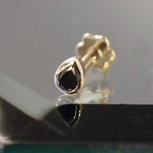 Load image into Gallery viewer, Mini Bezel Set Pear Gemstone Stud with Black Diamond