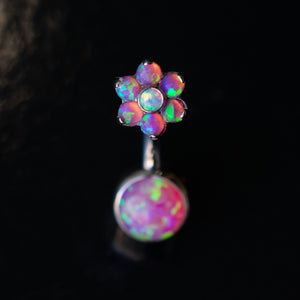 Titanium Bezel Opal Navel Curve with Flower Top