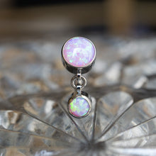 Load image into Gallery viewer, Titanium Top Dangle Navel Curve With Opals, Style 1