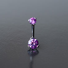Load image into Gallery viewer, Titanium Navel Curve with 6mm Prong Gem