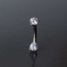 Load image into Gallery viewer, Titanium Navel Curve with 4mm Prong Gem