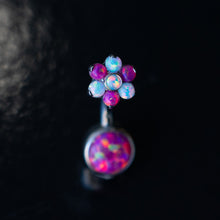 Load image into Gallery viewer, Titanium Bezel Opal Navel Curve with Flower Top