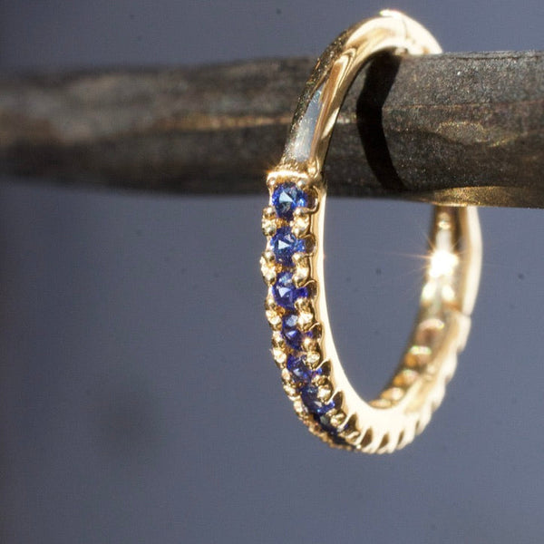 Seamless Pavé Clicker Hoop - Blue Sapphire