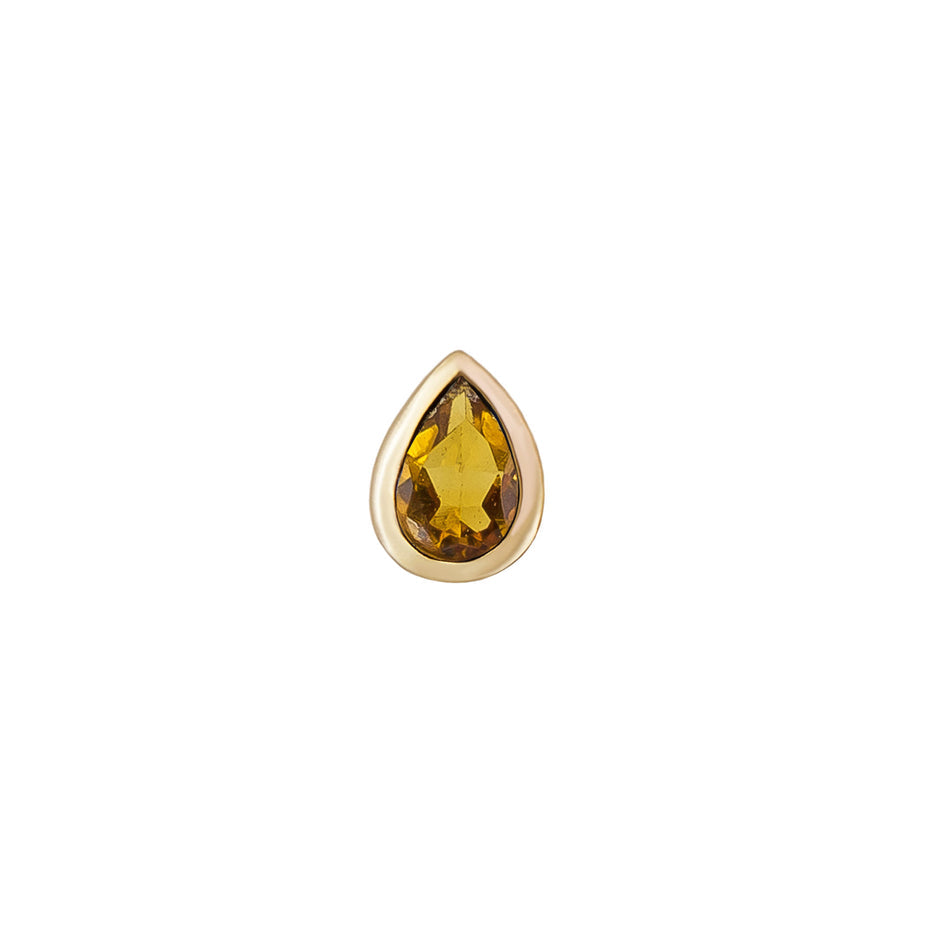 Mini Bezel Set Pear Gemstone Stud with Citrine