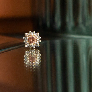 Rosalie Pink Tourmaline + Green Sapphire Threaded End