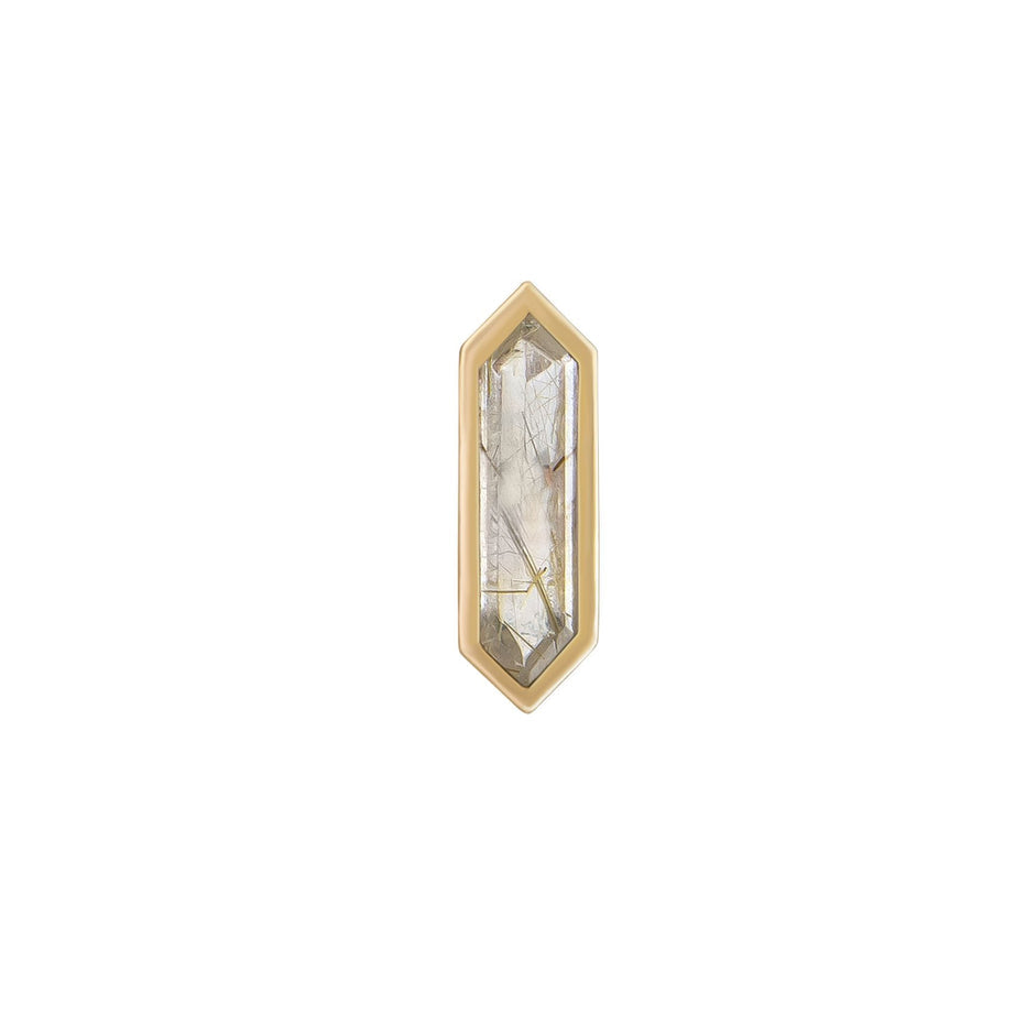 Mini Hexa Gemstone Stud with Rutilated Quartz