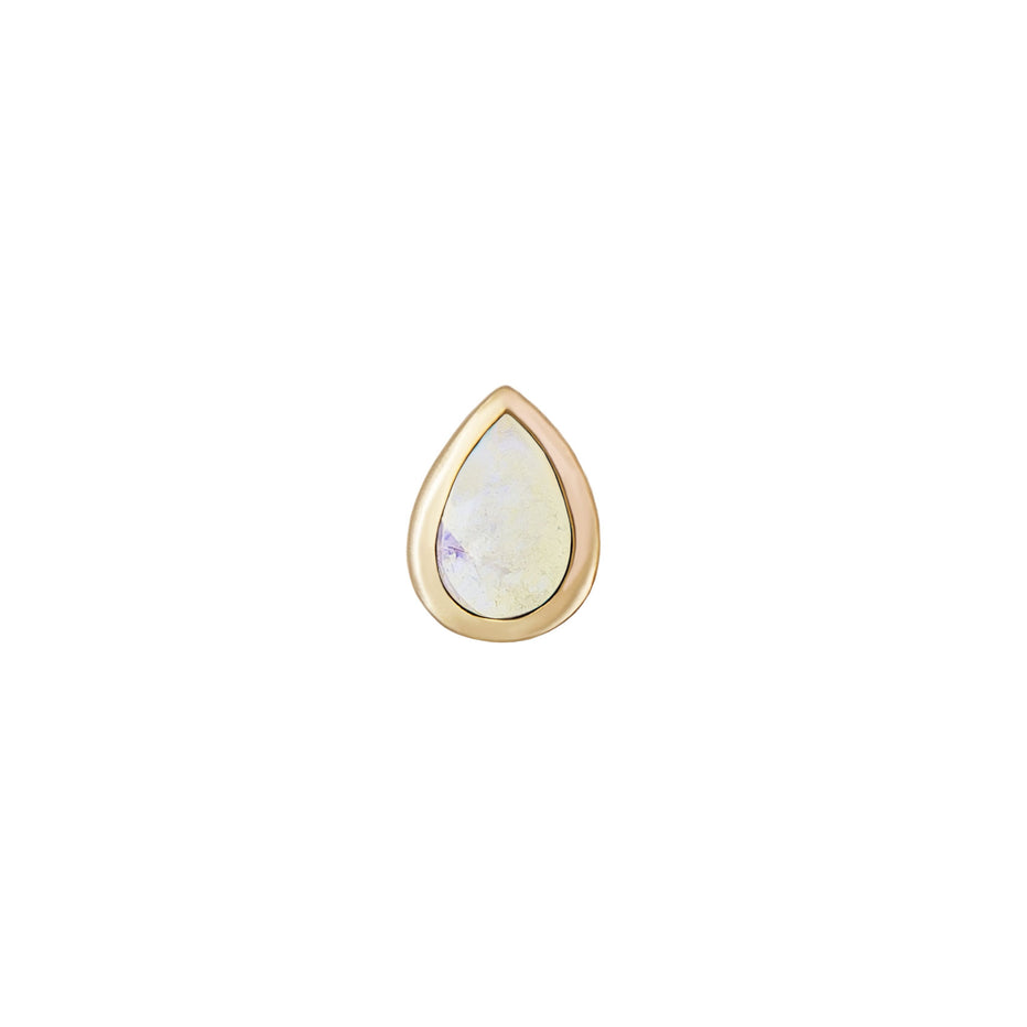 Mini Bezel Set Pear Gemstone Stud with Opal
