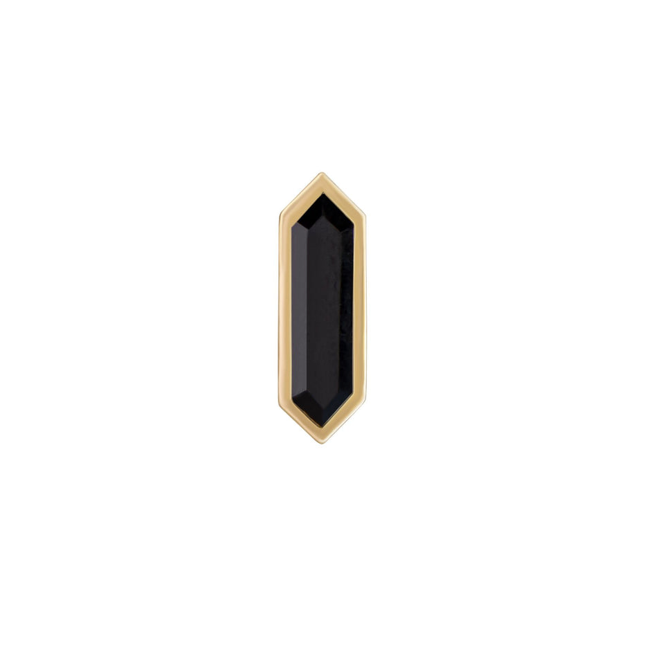 Mini Hexa Gemstone Stud with Black Spinel