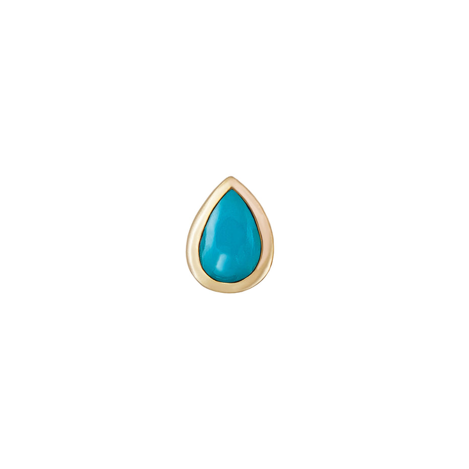 Mini Bezel Set Pear Gemstone Stud with Turquoise