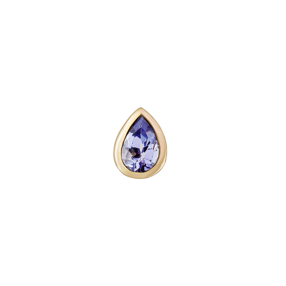 Mini Bezel Set Pear Gemstone Stud with Tanzanite