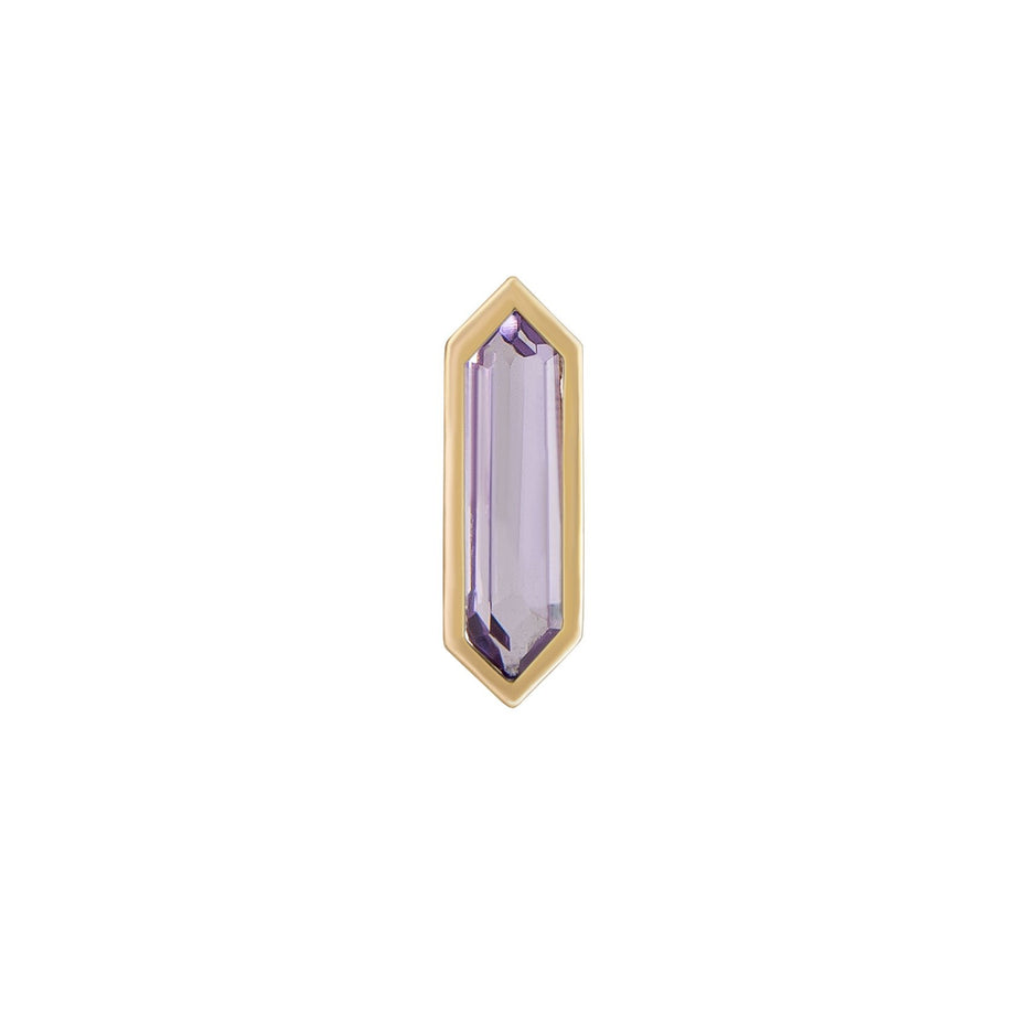Mini Hexa Gemstone Stud with Purple Amethyst