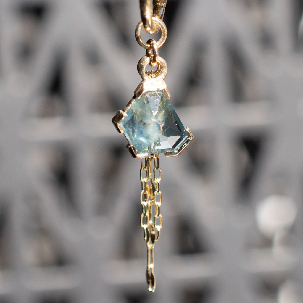 Geometric Cut Kenya Origin Sapphire Chain Charm 7.5mm x 5.9mm