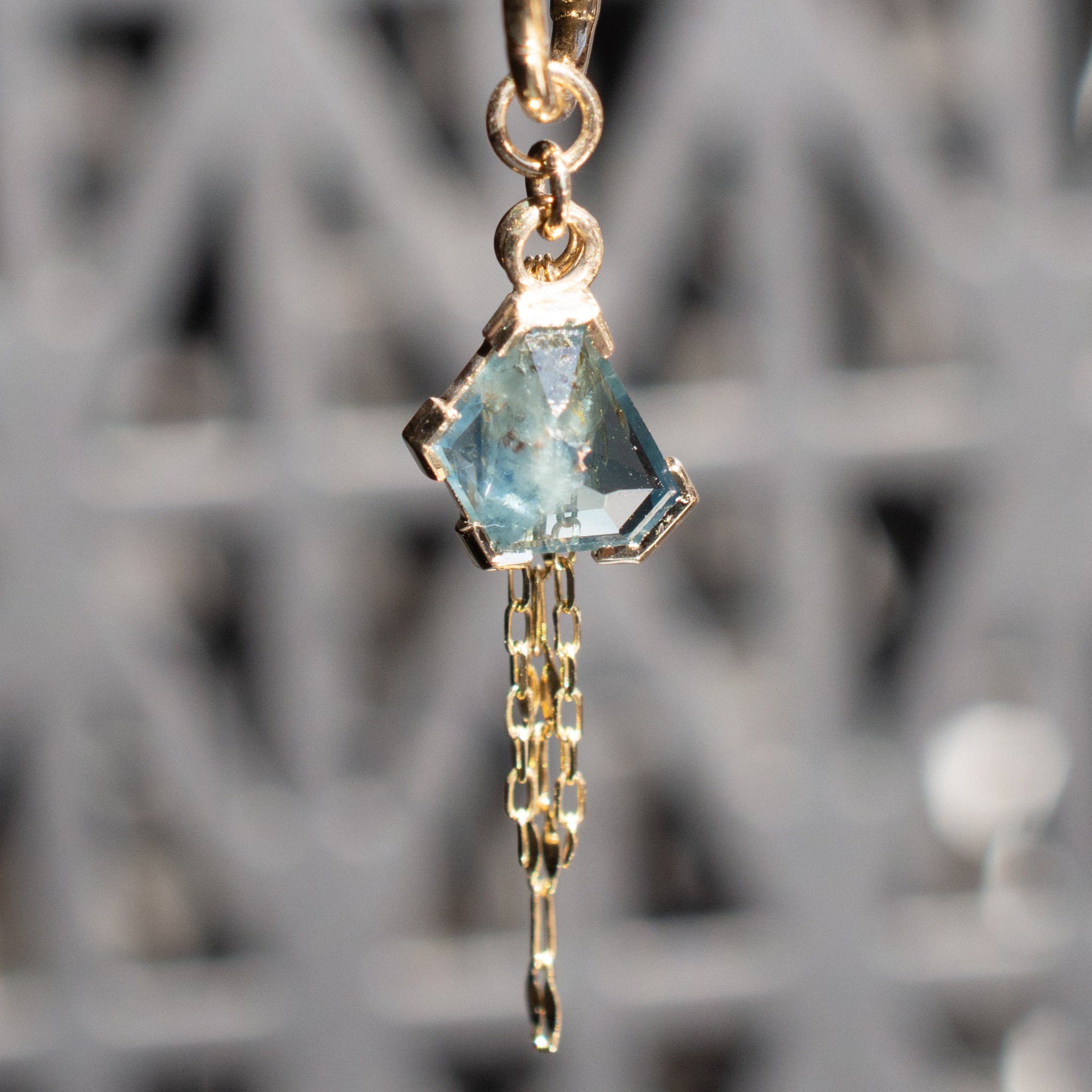 Geometric Cut Kenya Origin Sapphire Chain Charm 7.5mm x 5.9mm