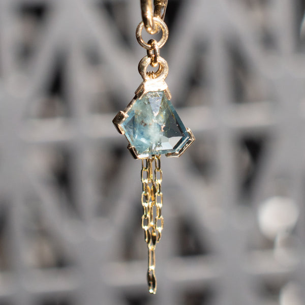 Geometric Cut Kenya Origin Sapphire Chain Charm 7.5mm x 5.9mm