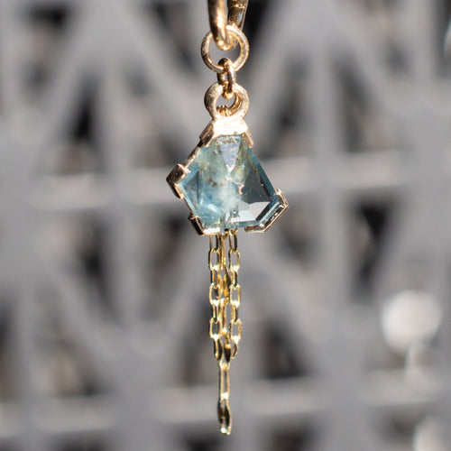Geometric Cut Kenya Origin Sapphire Chain Charm 7.5mm x 5.9mm