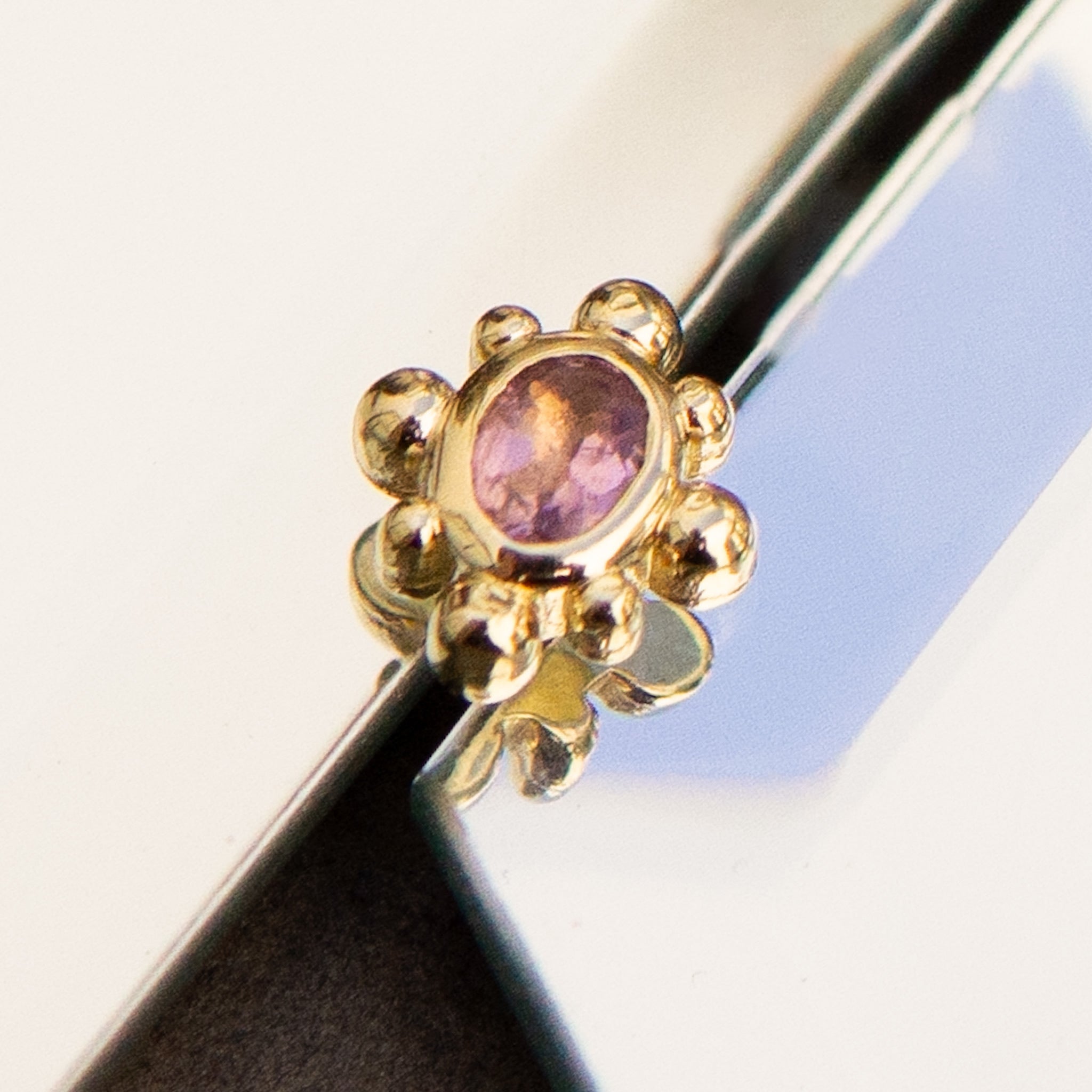 Pink Tourmaline Beaded Oval Threaded End
