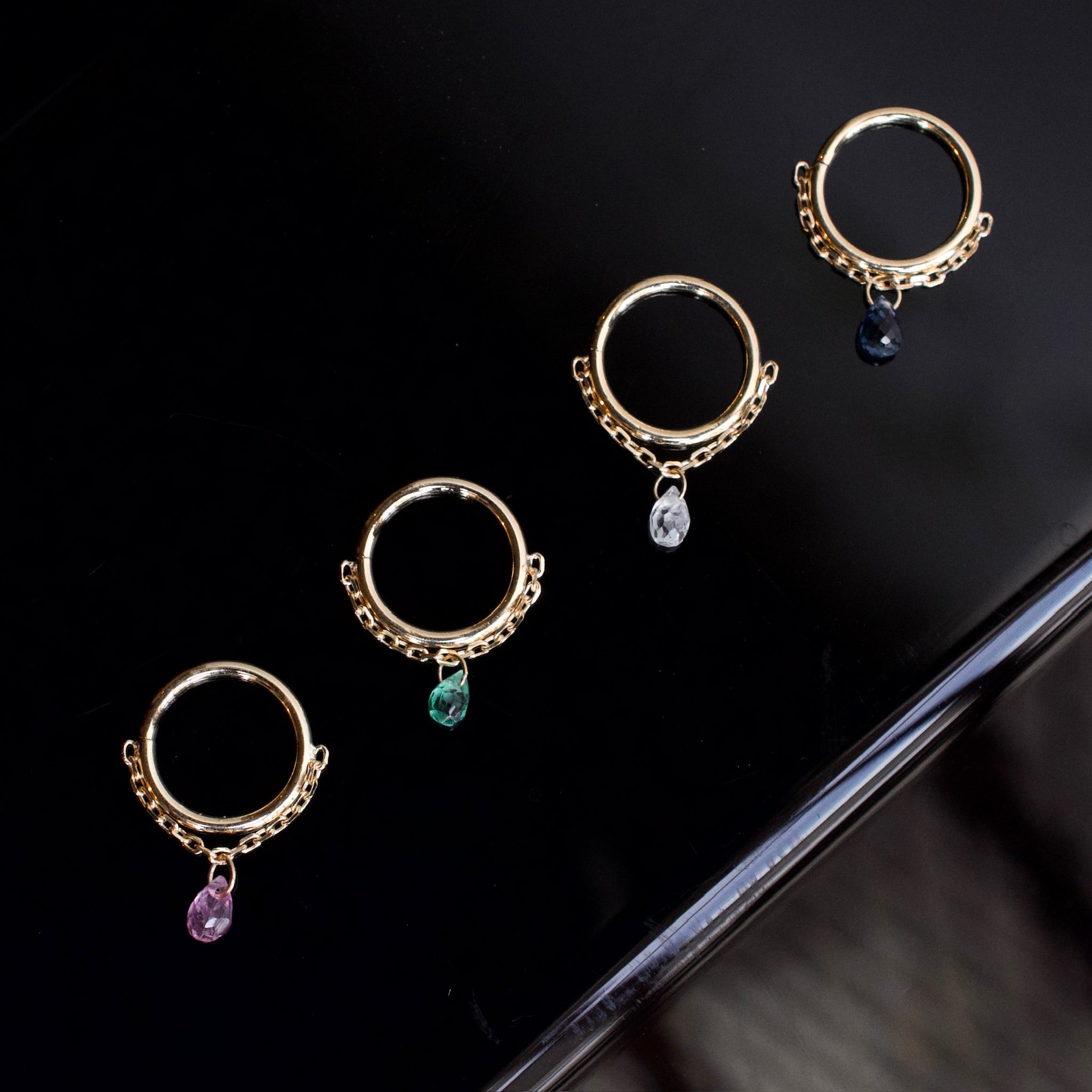 Eudora Seam Ring with Briolette Gemstone