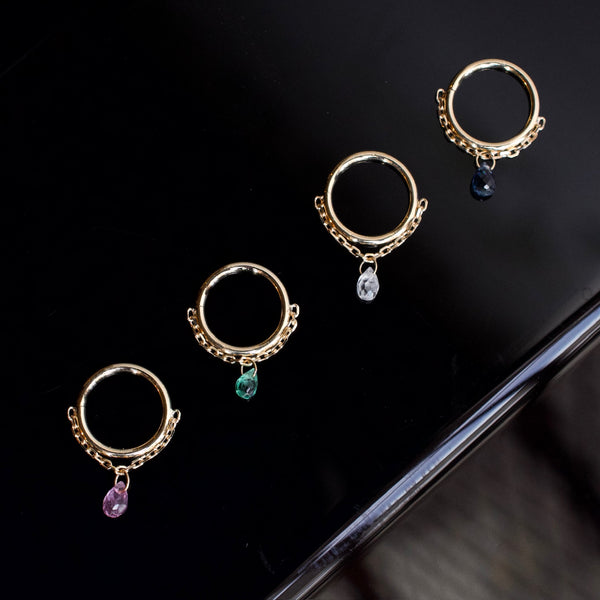 Eudora Seam Ring with Briolette Gemstone