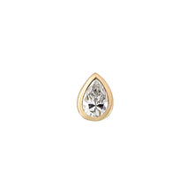 Load image into Gallery viewer, Mini Bezel Set Pear Gemstone Stud with White Diamond