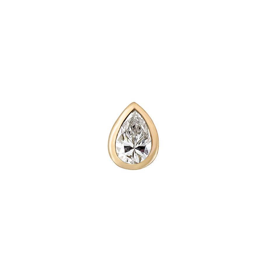 Mini Bezel Set Pear Gemstone Stud with White Diamond