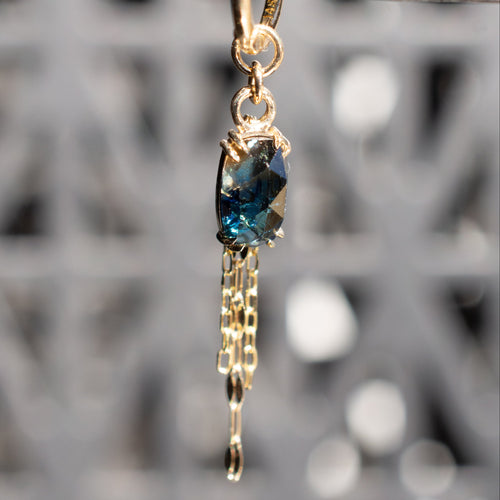 Rose Cut Madagascar Sapphire Chain Charm 6.9mm x 4.1mm