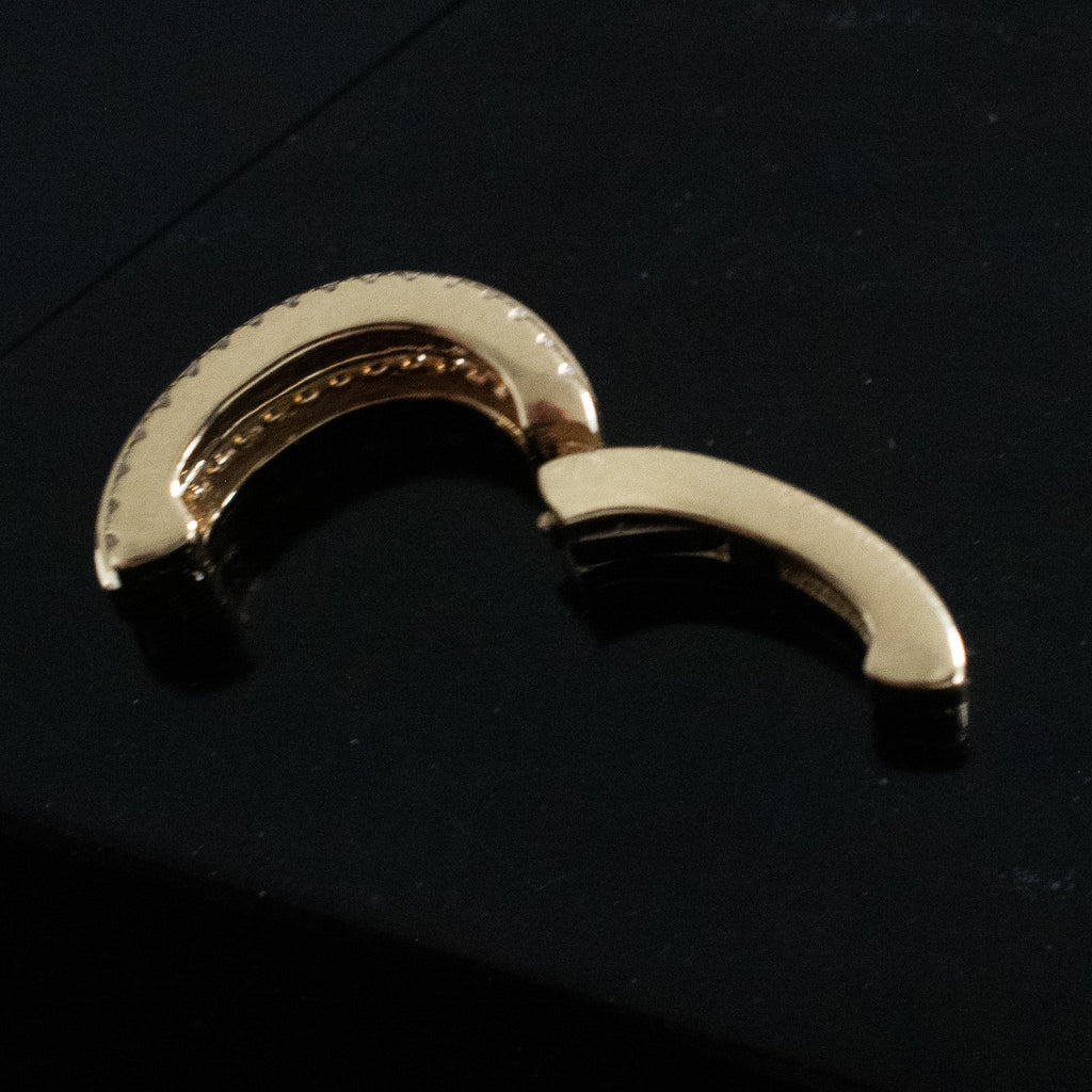 Gold Hinged Ear Cuff - Chunky High Polish with 2 Row Diamond Pave