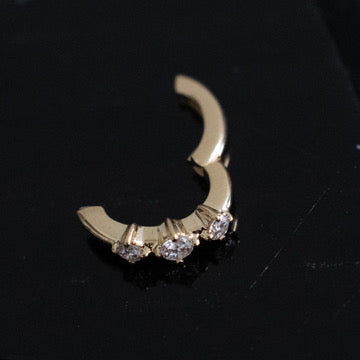 Gold Hinged Ear Cuff - 3 Diamond Prong