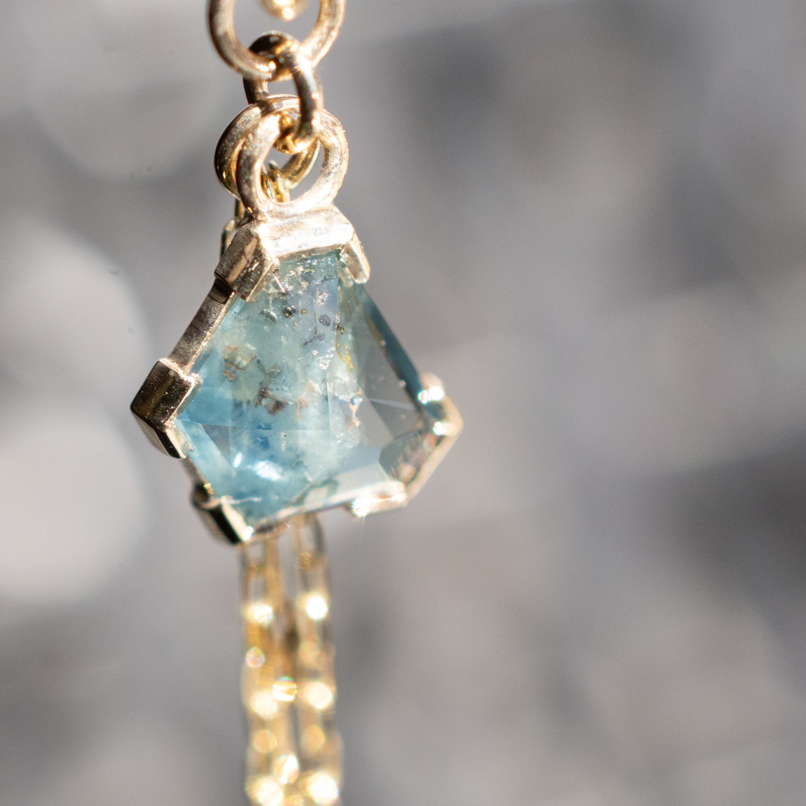 Geometric Cut Kenya Origin Sapphire Chain Charm 7.5mm x 5.9mm