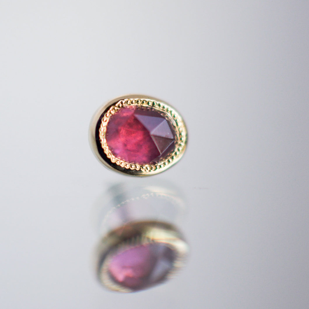 Magenta Rose Cut Umba Sapphire Milgrain Pin End