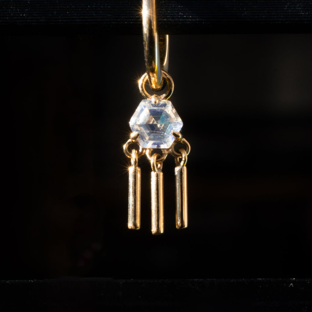 Hexagon Moonstone Wind Chime Charm