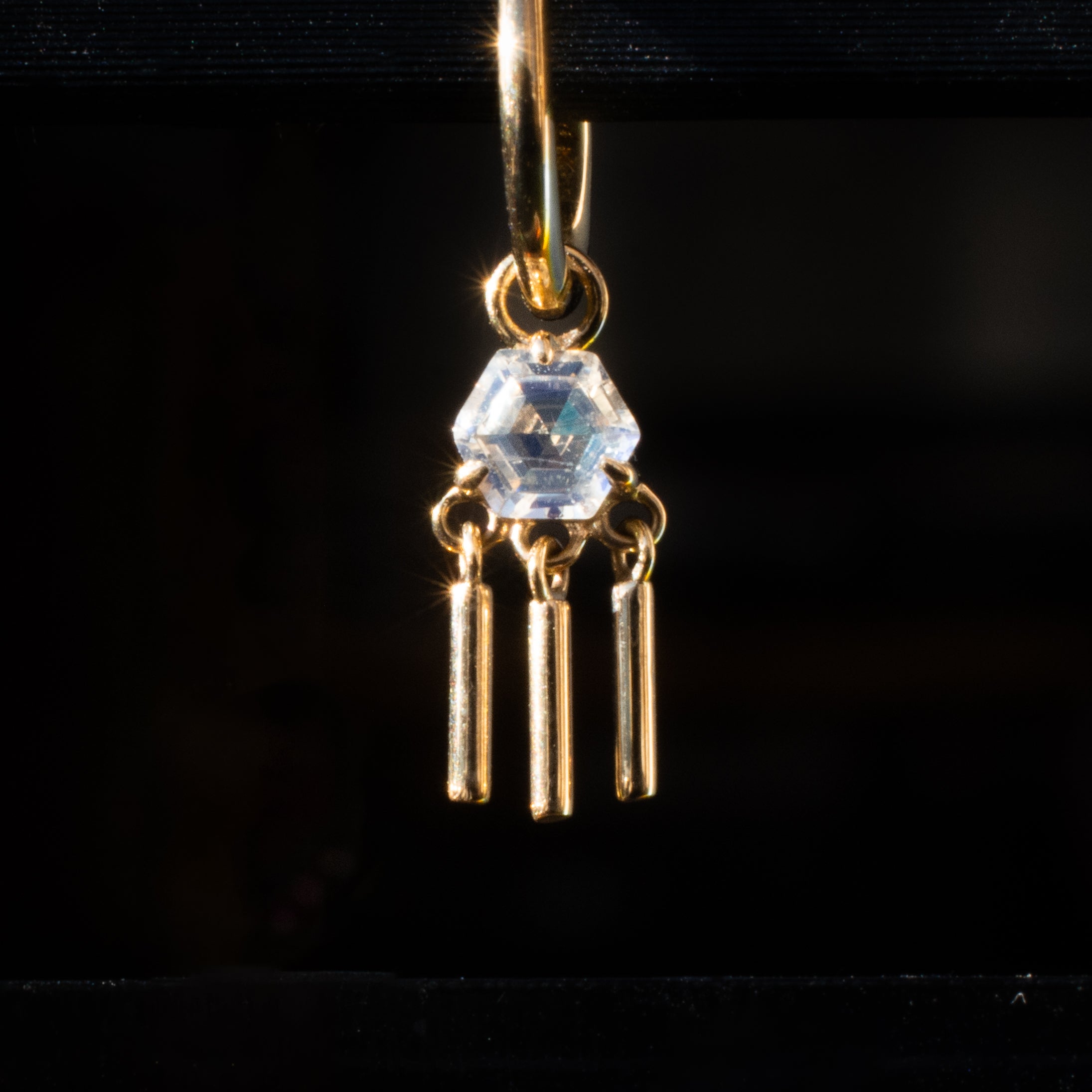 Hexagon Moonstone Wind Chime Charm
