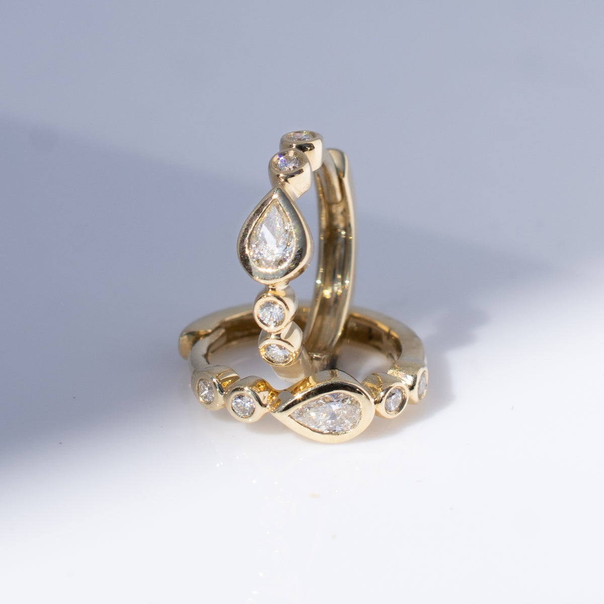 Pear + Round Bezel Diamond Hinged Ring