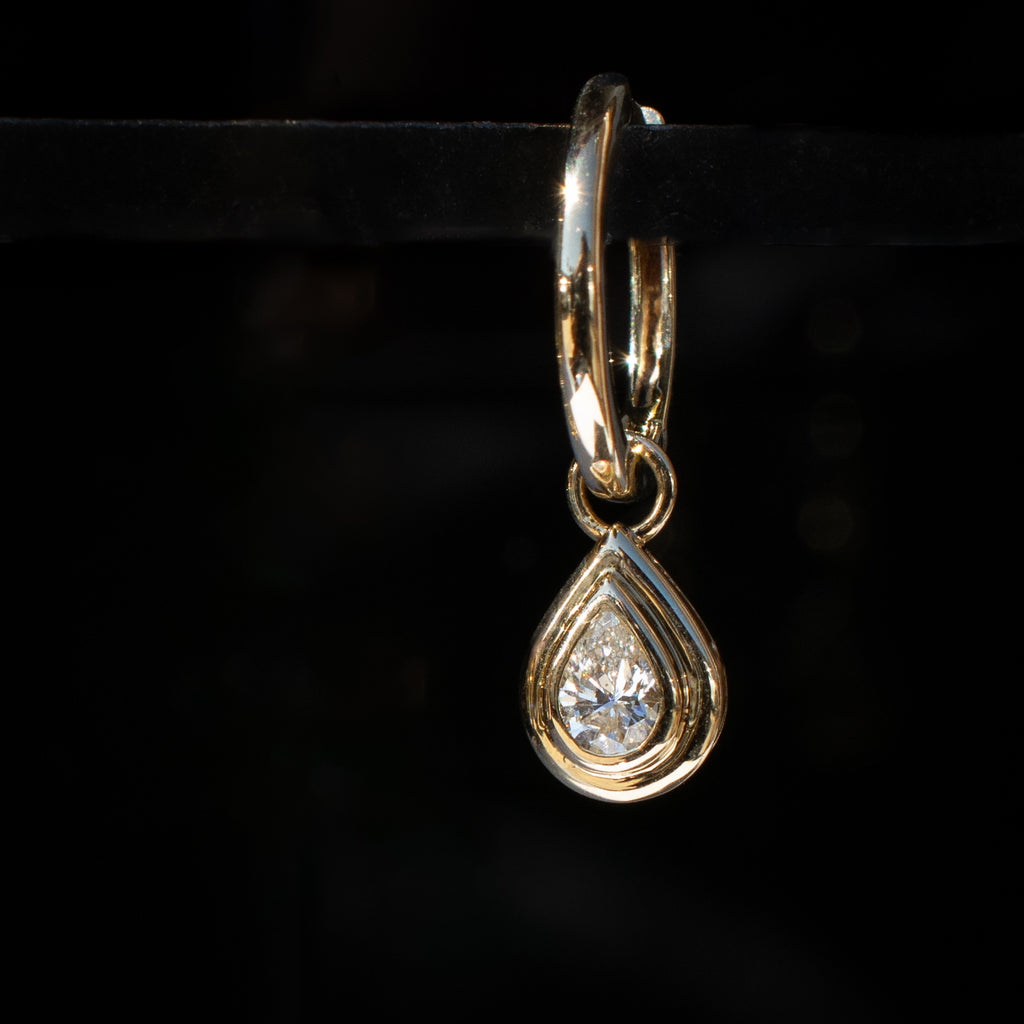 Diamond Pear Bezel Charm Hinged Ring