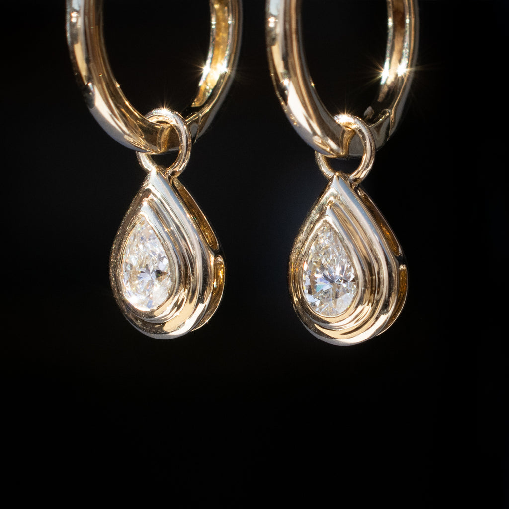 Diamond Pear Bezel Charm Hinged Ring