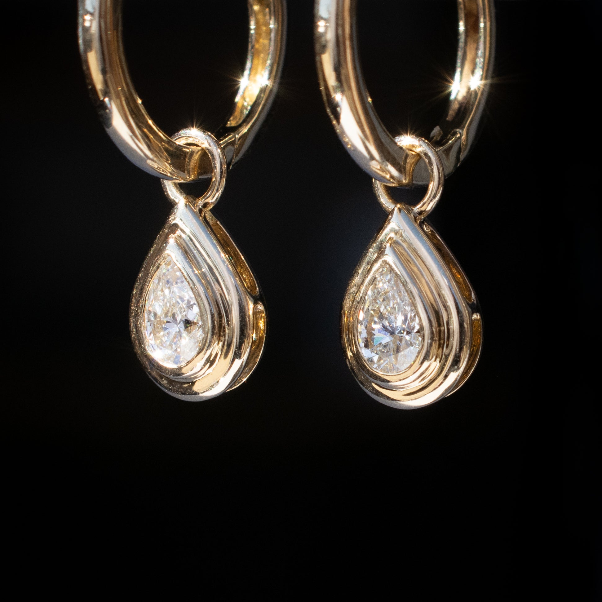 Diamond Pear Bezel Charm Hinged Ring