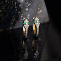 Diamond Pavé + Emerald Eye Snake Hinged Ring