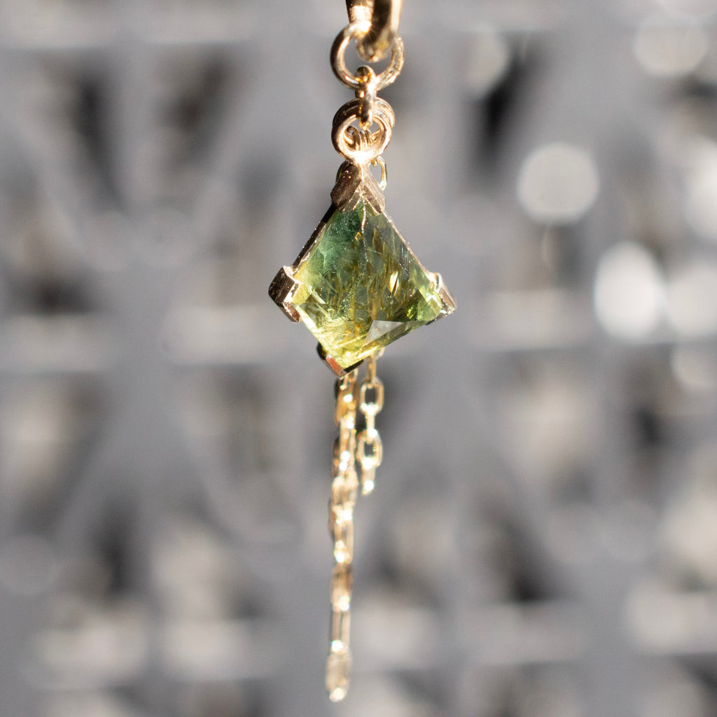 Geometric Cut Kenya Origin Sapphire Chain Charm 9.7mm x 7.7mm