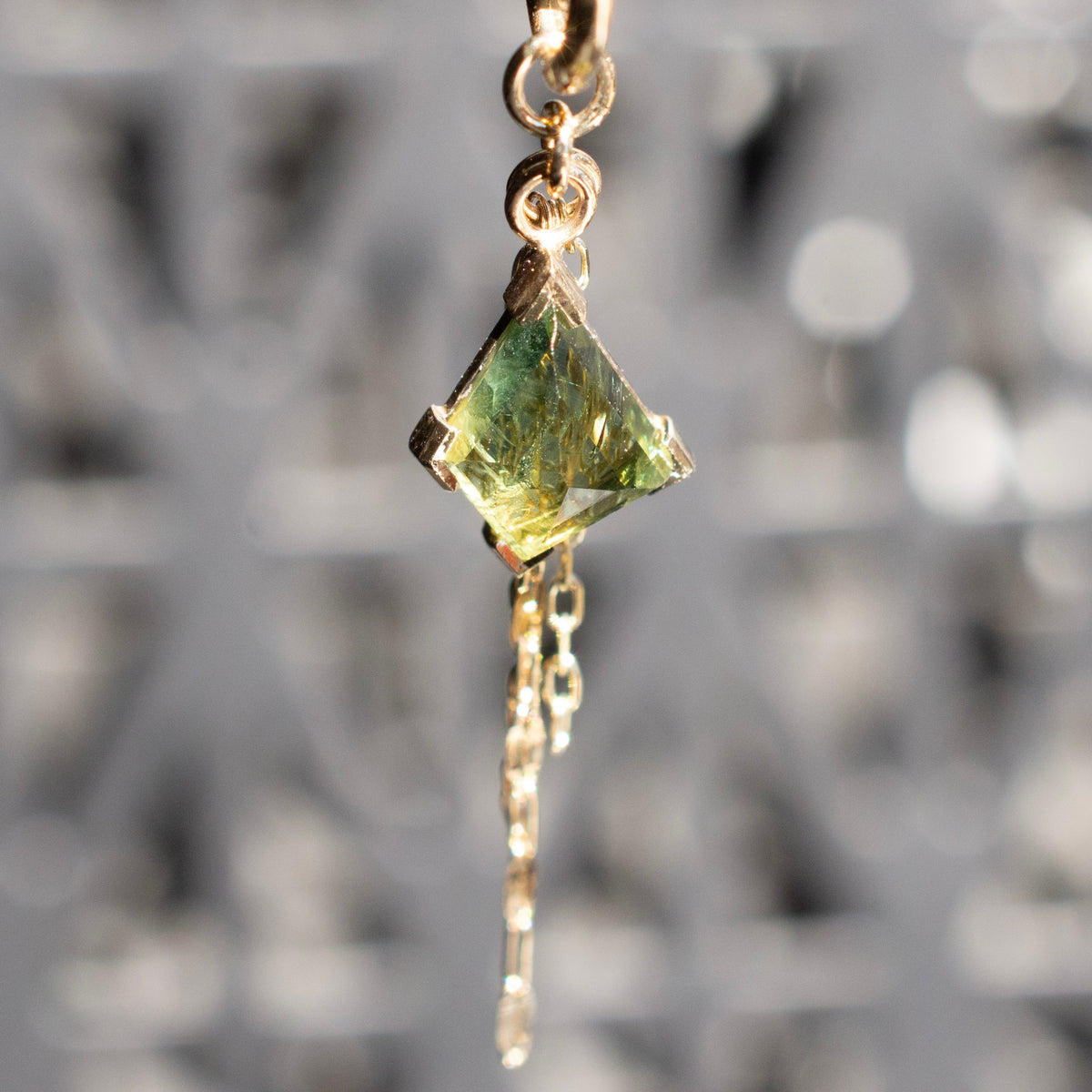 Geometric Cut Kenya Origin Sapphire Chain Charm 9.7mm x 7.7mm