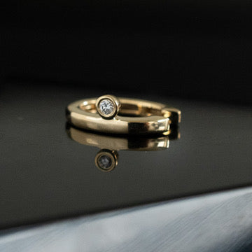 Gold Hinged Ear Cuff - Single Bezel Diamond