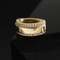 Gold Hinged Ear Cuff - Chunky High Polish with 2 Row Diamond Pave