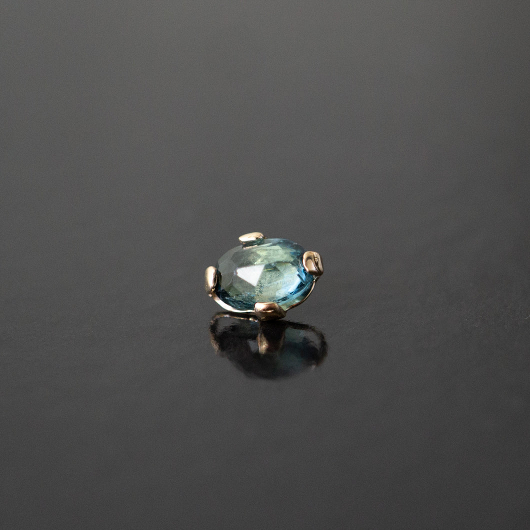 Blue Tourmaline Oval Prong Threaded End