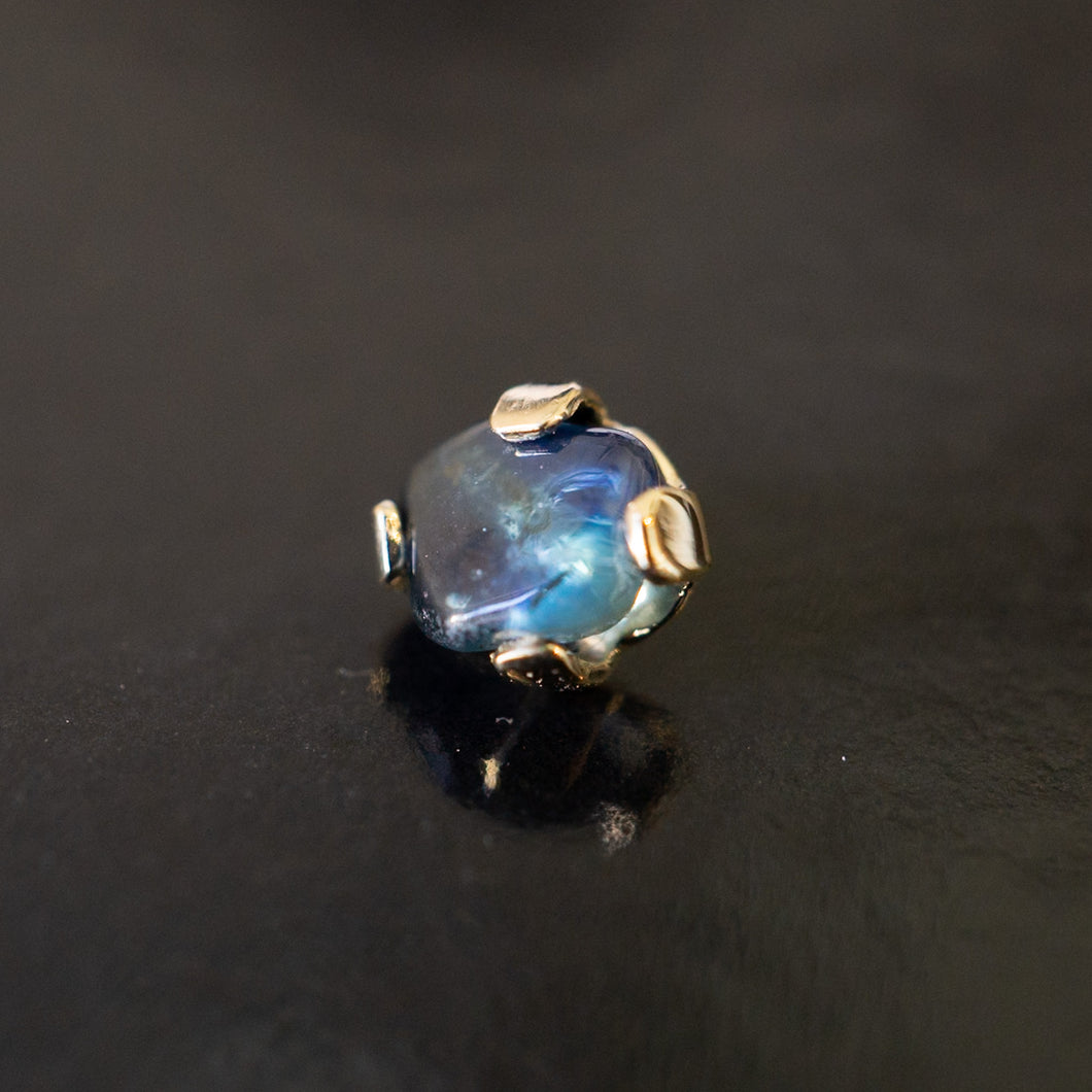 Blue Sapphire Prong Round Threaded End