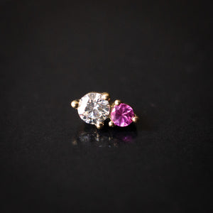 Diamond + Pink Sapphire Cluster Threaded End