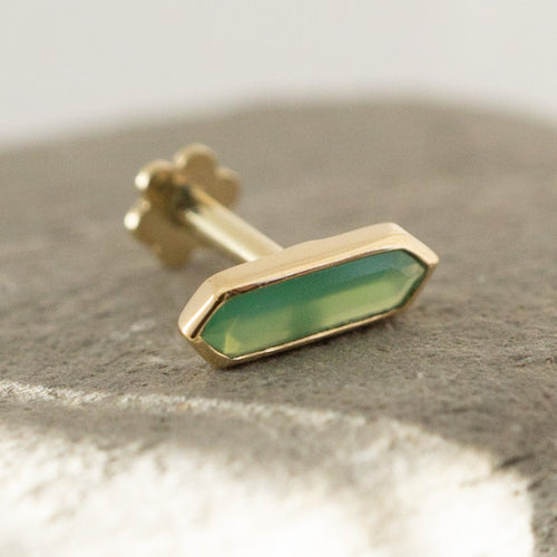 Mini Hexa Gemstone Stud with Chrysoprase