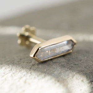 Mini Hexa Gemstone Stud with Moonstone