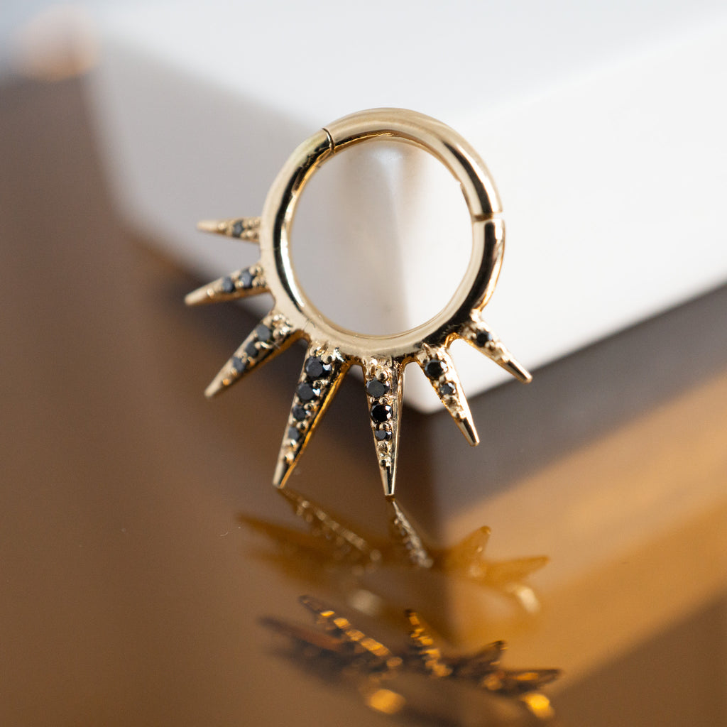 Split Point Clicker Hoop - Full Black Diamonds