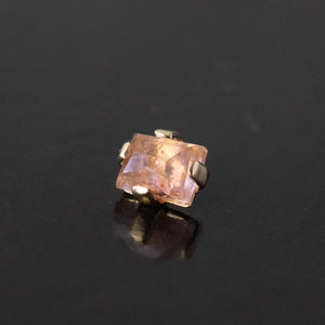 Pink Tourmaline Rectangle Prong Threaded End