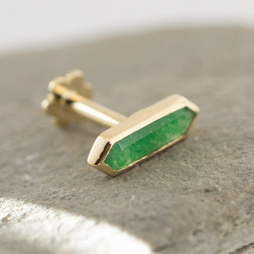 Mini Hexa Gemstone Stud with Emerald Quartz